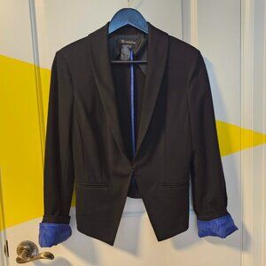 Classic Black Blazer with Blue Cuffs